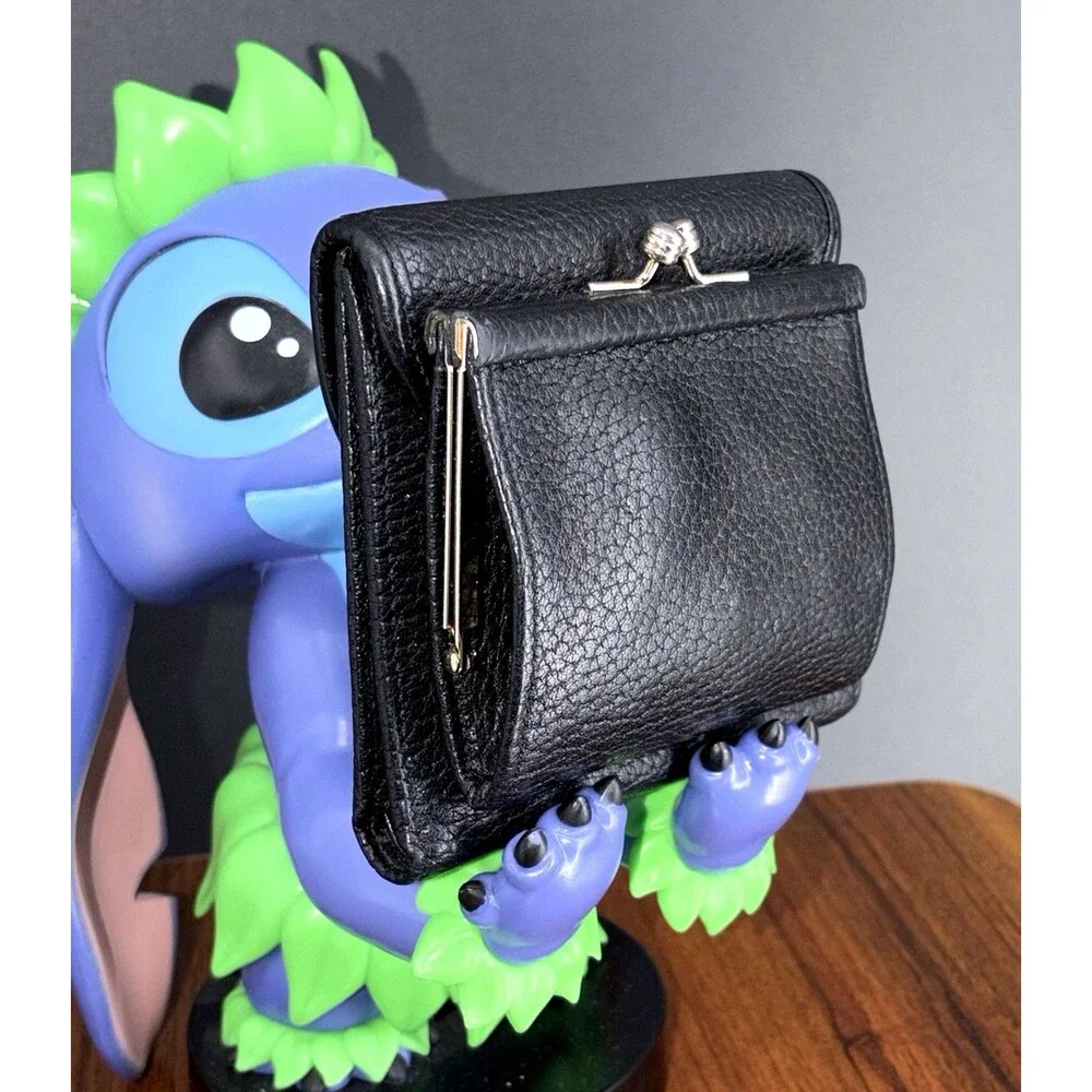 Vintage Dooney & Bourke Wallet Womens Black Leather Bifold Coin Purse Made USA